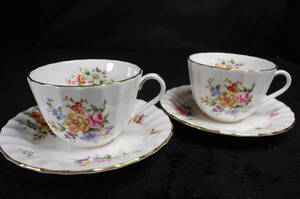 に245【2客セット】カップ＆ソーサー◇ROYAL WORCESTER ROANOKE◇ロアノーク　Ｚ2827　アンティーク