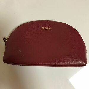 FURLA ポーチ 小物入れ コスメポーチ レッド　フルラ　レディース　ファスナー