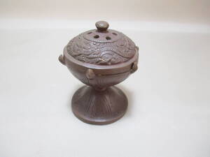 H044*金属工芸品*　龍鳳凰文　火消し器？　/仏具香炉　/無銘　/古物【送料込】