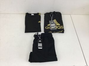 ●営KW406-100【未使用保管品】adidas アディダス スウェットパーカー 黒色 / スウェットストレッチパンツ 黒色 / ドライシャツ 黒色