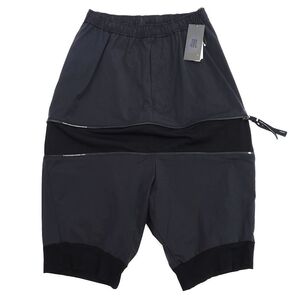 E03110 新品 20SS JULIUS NILOS/クロップドパンツ 【サイズ：1】 ブラック 700PAM1 Flexibility shorts ユリウス ニルズ