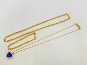 kmc03▼GIVENCHYジバンシー ネックレス ブレスレット ゴールド ブルー 3点セット アクセサリー▼