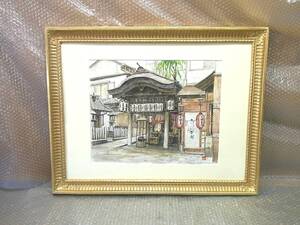 額縁 8003 三三 G ゴールド 中古品　大坂のお寺絵入り 外寸 約69×54cm×厚さ3.5cm ☆26