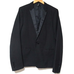 美品 09AW DIOR HOMME ディオールオム 1B ナロー スモーキングジャケット タキシード テーラードジャケット サイズ46 ブラック