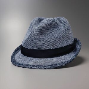TH5551◎バーニーズニューヨーク 麻綿入り 中折れハット サマーハット 帽子 ブルー系