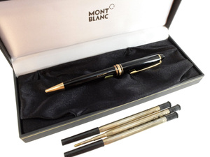 1円スタート 【MONTBLANC モンブラン】 マイスターシュティック ボールペン ブラック×ゴールド 筆記用具 カートリッジ付き