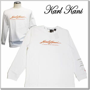 カールカナイ KARL KANI ゴールド ラメ 刺繍 メッセージ ロンT 233K1107-01(WHITE)-M 長袖Tシャツ カットソー