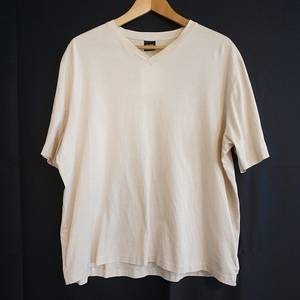 #snc ヒューゴ・ボス HUGOBOSS Tシャツ カットソー XXL ベージュ 半袖 ボーダー Vネック 大きいサイズ メンズ [907392]