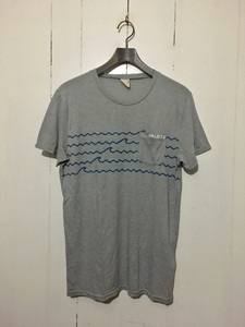 ☆HOLLISTER ホリスター 半袖Tシャツ 半袖カットソー ポケット ポケT M 波 サーフィン 灰色 グレー