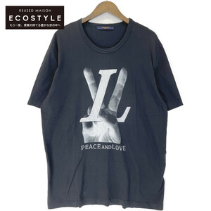 LOUIS VUITTON ルイヴィトン RM182 FMB HFY79W peace and love キムジョーンズ期 Tシャツ ブラック XL トップス コットン メンズ 中古