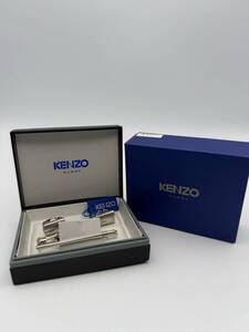 【美品】KENZO ケンゾー ネクタイピン カフスボタン セット シルバー系 タイバー スーツ ビジネス ケース付き メンズ