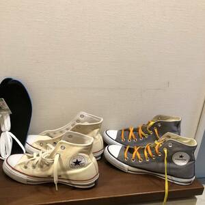 コンバース　ハイカット　ユーズド品　ホワイト(24.5cm)と　グレー(25cm) 2足セット　CONVERSE スニーカー 