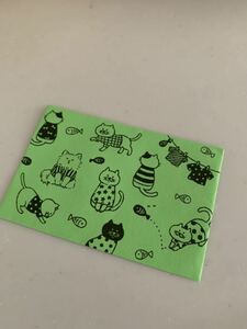 猫　ミニ封筒　緑　文房具　紙モノ　猫グッズ　猫好き　封筒　ミニレター63円