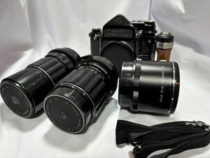 【美品】PENTAX 6x7 中判カメラ ペンタックス 135mm F4+200mm F4　LENS　REAR CONVERTER ハンドグリップ付き