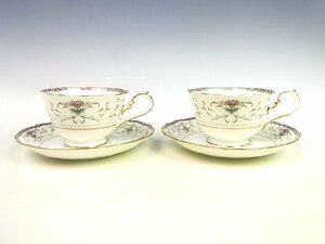 2◆良品◆Noritake/ノリタケ◆ダイヤモンドコレクション アスターブルック カップ&ソーサー 2客◆金彩◆4300◆