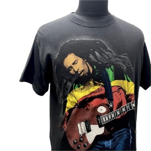 USA古着 00s ボブ マーリー プリント Tシャツ / ZION 2006年 黒 ギター ラスタカラー BOB MARLEY レゲエ 音楽 アーティスト 