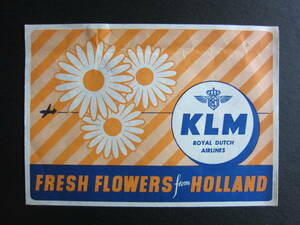 KLMオランダ航空■CARGO■切り花■FRESH FLOWERS from HOLLAND■フレッシュフラワー■生花■大型ラベル■1950