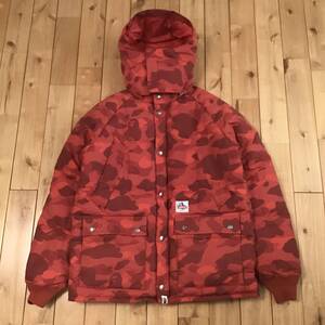 ダウンジャケット Red camo Lサイズ a bathing ape BAPE hoodie down jacket エイプ ベイプ アベイシングエイプ レッドカモ 迷彩 NIGO z644