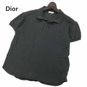 08SS クリス期★ Dior homme ディオール オム 春夏 刺繍★ 半袖 鹿の子 ポロシャツ Sz.XXS　メンズ グレー イタリア製　I4T01169_4#A