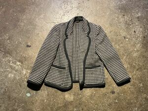 COMME des GARCONS コムデギャルソン 1980s 千鳥格子ウールチロリアンジャケット 80s 初期 ノーカラージャケット ツイードジャケット 