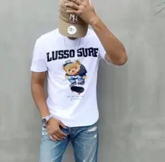 アメカジコーデ⭐︎LUSSO SURF スケボーベアTシャツ　ホワイト　Lサイズ