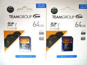 ★Team★SDXCカード/64GB/UHS_I/class10/TG064G0SD3FT★2枚★新品未開封品★