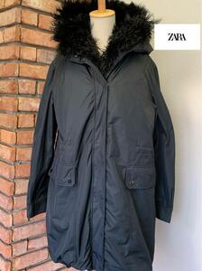 3875 美品 ZARA WOMAN ファーコート Sサイズ ファー着脱可