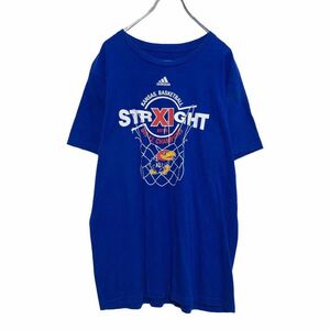 adidas 半袖 プリント Tシャツ L ブルー アディダス バスケ スポーツ 古着卸 アメリカ仕入 a505-7228