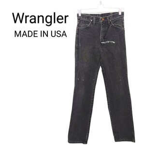 【Wrangler】USA製 ブラックデニムパンツ ペイント A-2095