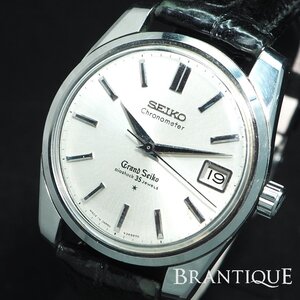 ■～1円■GRAND SEIKO GS グランドセイコー 43999 手巻きSS 革 社外ベルト 尾錠 バーインデックス USED デイト メンズ 腕時計 「25744」