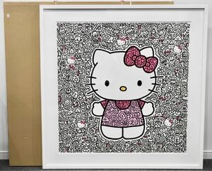 ■真作 現代アート Mr.Doodle(ミスタードゥードゥル) Big kitty スクリーンプリント 画寸78㎝×78㎝ 元箱■