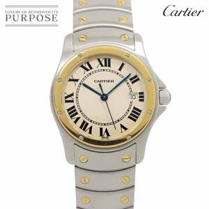 カルティエ Cartier サントスロンドMM コンビ W20037R3 ボーイズ 腕時計 デイト アイボリー YG クォーツ ウォッチ Santos Rond 90255167