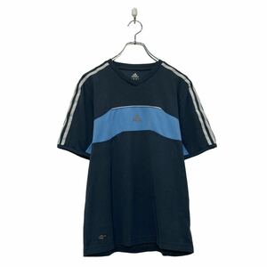 adidas 半袖 プリント Tシャツ アディダス S ブラック スポーツウェア Vネック 古着卸 アメリカ仕入 a607-5909