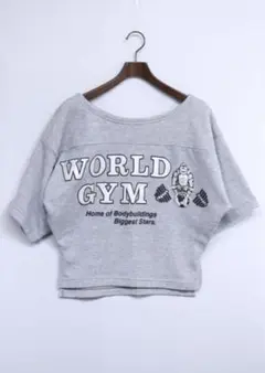 貴重 WORLD GYM 変形 立体プリント反転デザイン ヴィンテージスウェット