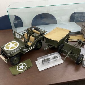 m002L 【大阪引取限定】1円～ 完成品 1/８ アシェット ウイリス MB ジープ Willys MB Jeep ダイキャスト製 キャリア 対戦車砲付 発送不可