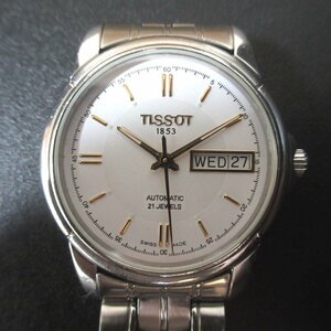 美品 TISSOT ティソ 21石 オートマチック 自動巻き 3針式+カレンダー メンズウォッチ 腕時計 A660/760 ホワイト文字盤×シルバーベルト