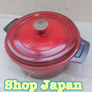 美品 ShopJAPAN ◆ Bellfina ◆ 両手鍋 無水鍋 IH対応 赤 RED 調理器具 ◆ ベルフィーナ ◆ ショップジャパン 