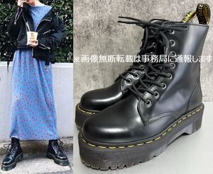 Dr.Martens ドクター マーチン JADON ジェイドン☆イエローステッチ 厚底 8ホール ブーツ/プラットフォーム サイズ24㎝ 定価33000円 黒 .