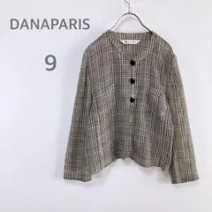 【DANAPARIS】　シアー　ノーカラージャケット　日本製　チェック　羽織り