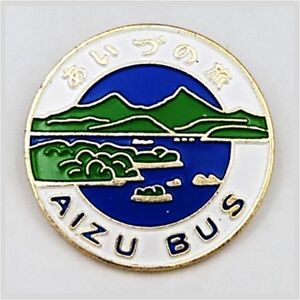 バッジ あいづの旅 AIZU BUS バッチ 会津観光記念 旅行 お土産 ラベルピン ピンバッジ ★ 希少品 アンティーク コレクション 22-0137-01