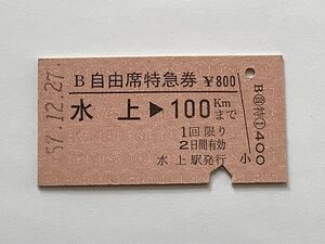 【希少品セール】国鉄 自由席特急券 (水上→100kmまで) 水上駅発行 2259