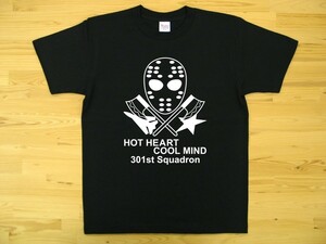 航空自衛隊 第301飛行隊 黒 5.6oz 半袖Tシャツ 白 L ミリタリー ジェイソン