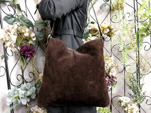 ●美品●CELINE セリーヌ●Cマカダム●ロゴ型押し●スエード カーフ レザー 本革●ショルダー バッグ●ダークブラウン●A4 収納●Js51899