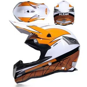 格安　バイク　オフロード　ヘルメット　バイザー付き　インナー丸い洗い　オレンジ＆ホワイト　　Mサイズ～XXLサイズ　　XL