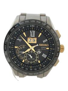 SEIKO◆ソーラー腕時計/アナログ/ステンレス/BLK/SLV/8X42-0AB0/ASTRON/コマ無