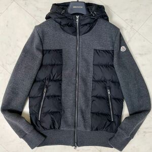 極美品/Lサイズ☆ MONCLER モンクレール MAGLIA CARDIGAN ウール切替 ダウンジャケット パーカー ブルゾン Wジップ マグリア グレー メンズ