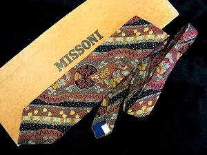 ♪今週の特売980円～♪3386♪良品【MISSONI】ミッソーニ【花 植物 柄】ネクタイ♪