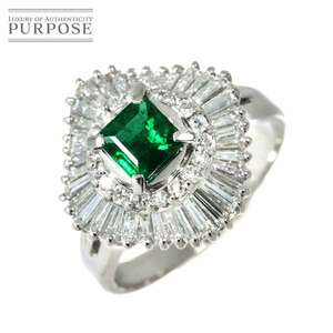 リング 13号 エメラルド 0.51ct ダイヤ 1.06ct Pt プラチナ 指輪 Emerald Ring【ソーティング付き】 90232950