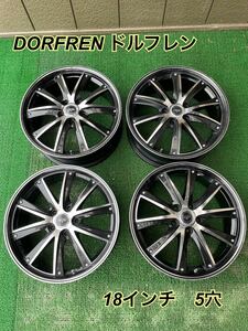 【中古品傷あり】DORFREN ドルフレン 18インチ アルミホイール 18×7J PCD 114.3 5穴 