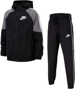 【KCM】Z-nike-22-2s-140★展示品★【NIKE/ナイキ】ジュニア　ジャージ 上下セット　BV3700-010　ブラック/グレー　サイズ 140(S)　子供